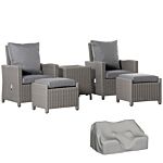 Outsunny 2 Seater Outdoor Pe Rattan Patio Furniture Set Lounge Sofa Footstool Cooler Bar Coffee Table Conversation Set With Olefin Cushion