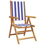 Vidaxl Reclining Garden Chairs 6 Pcs Blue And White Fabric And Solid Wood