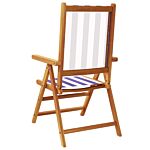 Vidaxl Reclining Garden Chairs 6 Pcs Blue And White Fabric And Solid Wood