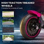 Homcom 6v Electric Motorbike With Training Wheels, One-button Start - Pink