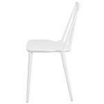 Set Of 2 Dining Chairs White Synthetic Material Slatted Backrest Armless Traditional Design Beliani