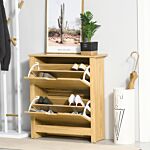 Homcom 12-shoe Storage Cabinet 4 Shelves 2 Drawers 4 Protective Legs Modern Stylish Unit Hallway Bedroom Home Furniture Brown