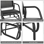 Outsunny Outdoor Gliding Swing Chair Garden Seat W/ Mesh Seat Curved Back Steel Frame Armrests Comfortable Lounge Furniture Dark Grey Black