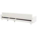 Corner Sofa Bed White Faux Leather Tufted Modern L-shaped Modular 5 Seater Right Hand Chaise Longue Beliani