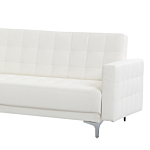 Corner Sofa Bed White Faux Leather Tufted Modern L-shaped Modular 5 Seater Right Hand Chaise Longue Beliani