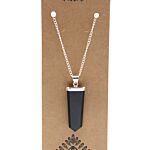 Gemstone Flat Pencil Pendant - Black Agate