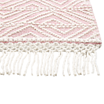 Rug Pink White Wool Polyester 200 X 300 Cm Geometric Pattern Tassels Boho Modern Beliani