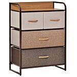 Homcom 4-drawer Dresser, 3-tier Storage Organizer, Tower Unit For Bedroom Hallway Closets With Steel Frame Wooden Top