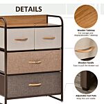 Homcom 4-drawer Dresser, 3-tier Storage Organizer, Tower Unit For Bedroom Hallway Closets With Steel Frame Wooden Top