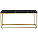 Coffee Table Black Marble Effect Gold Metal Legs 100 X 60 Cm Rectangular Industrial Glam Beliani