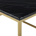 Coffee Table Black Marble Effect Gold Metal Legs 100 X 60 Cm Rectangular Industrial Glam Beliani
