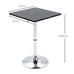 Homcom Modern Height Adjustable Counter Bar Table With 360° Swivel Tabletop And Electroplating Metal Base, Pub Desk, Black And Silver