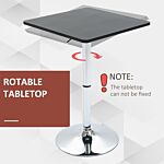 Homcom Modern Height Adjustable Counter Bar Table With 360° Swivel Tabletop And Electroplating Metal Base, Pub Desk, Black And Silver