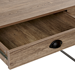 Home Office Desk Dark Wood Tabletop Black Powder Coated Steel Legs 120 X 60 Cm With Drawer Modern Industrial Design Beliani