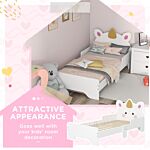 Zonekiz Toddler Bed, Kids Bedroom Furniture Unicorn Design For 3-6 Years Old, 143 X 74 X 67 Cm, White