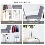 Homcom Bookcase Shelf Storage Seat With Cushion Sideboard Kids Children Reading Bedroom Living Room Organizer White