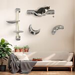 Pawhut 4-piece Cat Wall Furniture, Grey