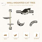 Pawhut 4-piece Cat Wall Furniture, Grey