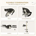 Pawhut 4-piece Cat Wall Furniture, Grey