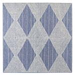 Area Rug Light Beige And Blue Wool Polyester 200 X 200 Cm Hand Woven Geometric Pattern Boho Living Room Bedroom Beliani