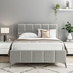 4'6 Fabric Bed - Grey - Linen