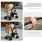 Pawhut Pet Stroller Pushchair Foldable Travel Dog Cat Carriage W/ Reversible Handle Brake Basket