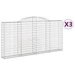 Vidaxl Arched Gabion Baskets 3 Pcs 300x30x140/160 Cm Galvanised Iron