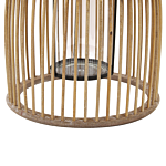 Lantern Beige Bamboo Wood 32 Cm With Glass Holder Boho Style Indoor And Outdoor Beliani
