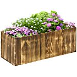 Outsunny 70l Garden Flower Raised Bed Pot Wooden Outdoor Large Rectangle Planter Vegetable Box Outdoor Herb Holder Display (80l X 33w X 30h (cm))