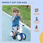 Aiyaplay Balance Bike For 18-36 Months With Anti Slip Handlebars, 4 Wheels, No Pedal, Gift For Boys And Girls - Blue