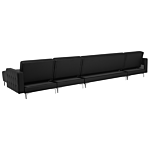 Corner Sofa Bed Black Faux Leather Tufted Modern U-shaped Modular 6 Seater With Chaise Lounges Beliani