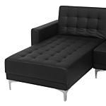 Corner Sofa Bed Black Faux Leather Tufted Modern U-shaped Modular 6 Seater With Chaise Lounges Beliani