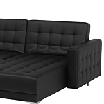 Corner Sofa Bed Black Faux Leather Tufted Modern U-shaped Modular 6 Seater With Chaise Lounges Beliani