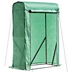 Outsunny Outdoor Pe Greenhouse Steel Frame Plant Cover With Zipper 100l X 50w X 150hcm - Green