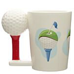 Ceramic Golf Ball And Tee Shaped Handle Mug