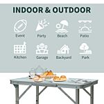 Outsunny Garden Outdoor Camping Table Portable Folding Picnic Table-silver