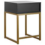 Side Table Black With Gold Metal Base Storage Drawer Bedside Nightstand Glamour Beliani