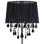 Floor Lamp Black Polycotton 170 Cm Drum Shade Crystal Beads Beliani