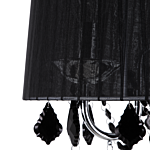 Floor Lamp Black Polycotton 170 Cm Drum Shade Crystal Beads Beliani