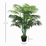 Outsunny 2 Pack Artificial Plant Palm Tree In Pot, Fake Plants For Home Indoor Outdoor Decor, 125cm, Green