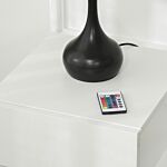 Homcom High Gloss Front Bedside Cabinets With Drawers, Nightstand With Rgb Led Light And Remote For Bedroom Living Room White
