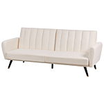 Sofa Bed Light Beige Fabric Upholstered Sleeper Convertible Elegant Glam Modern Living Room Bedroom Beliani