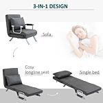 Homcom 2-in-1 Design Single Sofa Bed Sleeper, Foldable Armchair Bed Lounge Couch W/ Pillow, Dark Grey