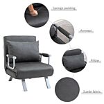 Homcom 2-in-1 Design Single Sofa Bed Sleeper, Foldable Armchair Bed Lounge Couch W/ Pillow, Dark Grey