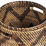 Basket Natural Rattan 30 Cm Height Zig-zag Pattern Home Storage With Lid Boho Rustic Decor Beliani