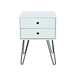 Painted White Telford, White & Metal 2 Drawer Bedside Cabinet