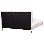Bed Frame Pink Velvet Upholstery Golden Metal Legs Eu Super King Size 6ft With Usb Port Headboard Modern Glam Bedroom Beliani