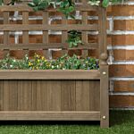 Outsunny Garden Planters With Trellis For Climbing Vines, Wood Raised Beds For Garden, Flower Pot, Indoor Outdoor, Brown