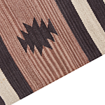 Klim Area Rug Beige And Brown Cotton 80 X 150 Cm Cut Shuttle Handwoven Floor Wall Rug Geometric Reversible Pattern Tassels Beliani