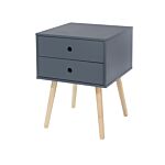 Painted Blue Scandia, 2 Drawer & Wood Legs Bedside Cabinet